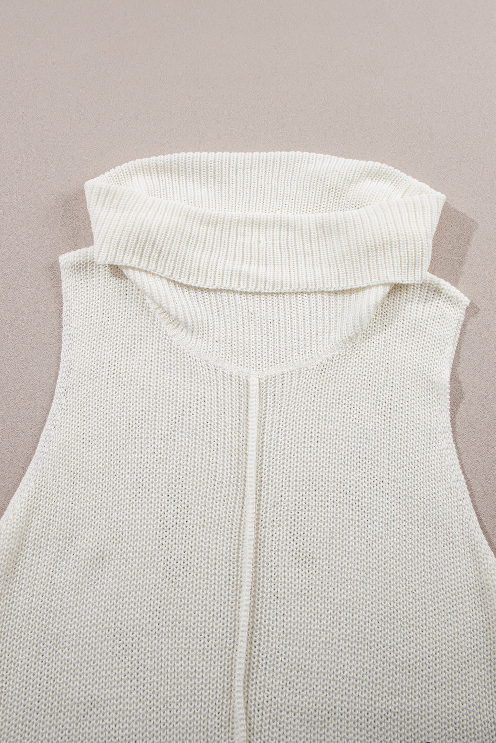 White Central Seam Cowl Neck Sweater Vest