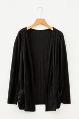 Gilet Long Sans Manches en Maille Côtelée