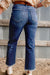 Jeans acampanados de alto towt velo con dobladillo de minerales y crudo