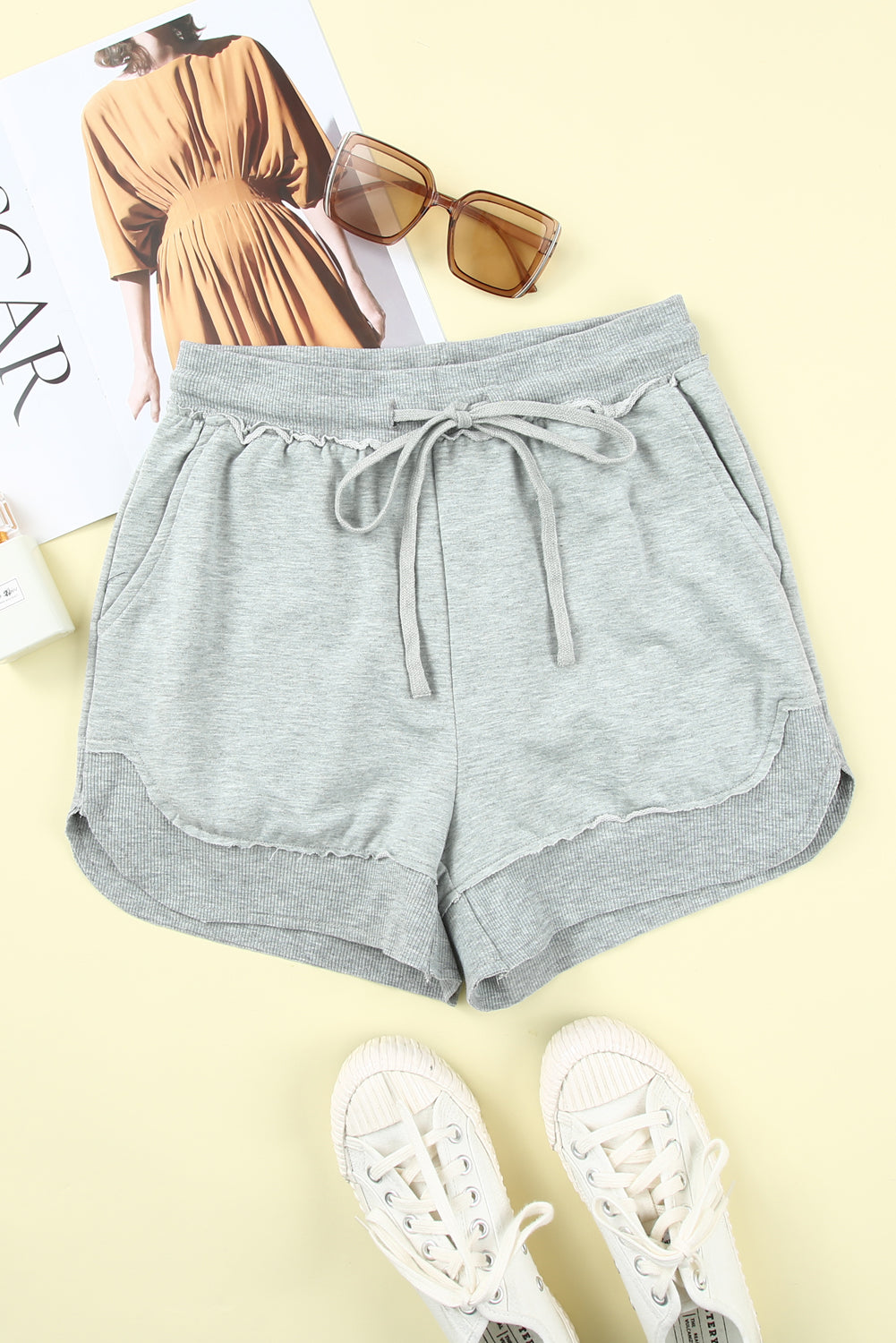 Shorts décontractés en tricot gris