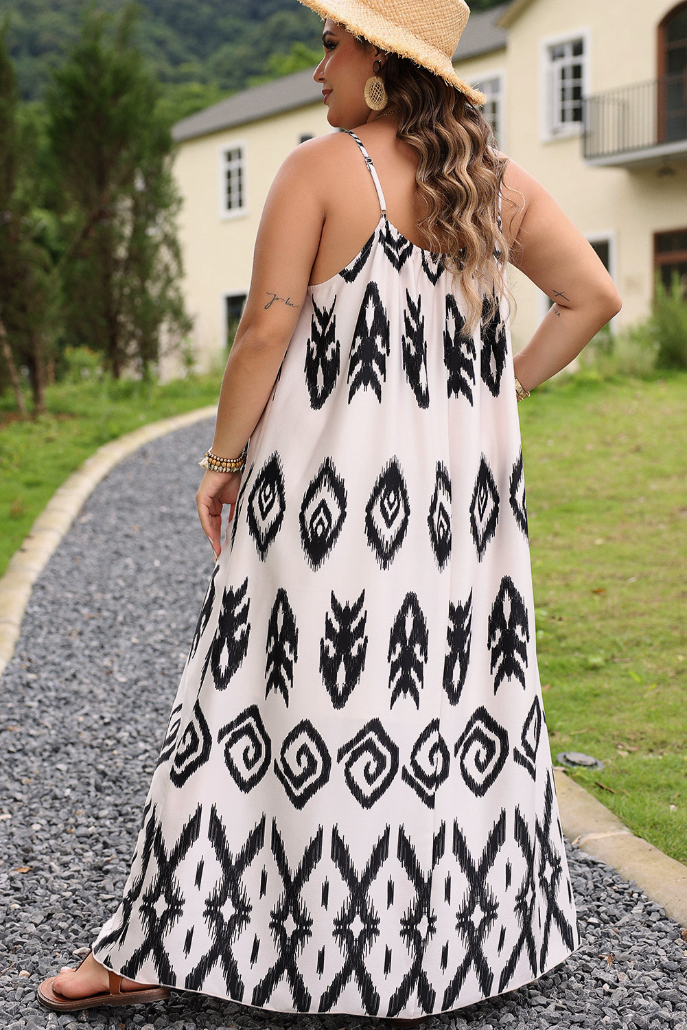Large black dress with large western prints