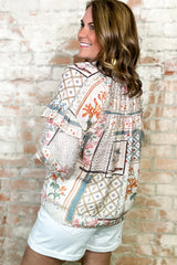 Blouse multicolore à col  bohème-A WOMAN WE LOVE