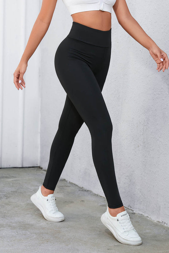 Black High Waisted Criss Cross Tummy Control Leggings