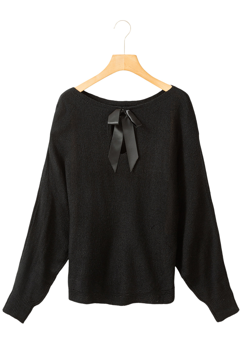 Black Ribbon Bow Knot Dolman Sleeve Pull