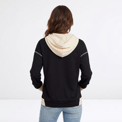 Sweat à capuche noir avec surpiqûres contrastantes