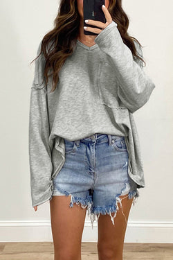 Grey oversized top with pockets and dropped sleeves