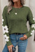 Moss green sweater with dropped shoulders and floral sleeves