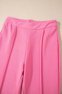 Pantalon évasé taille haute rose Sachet couture centrale