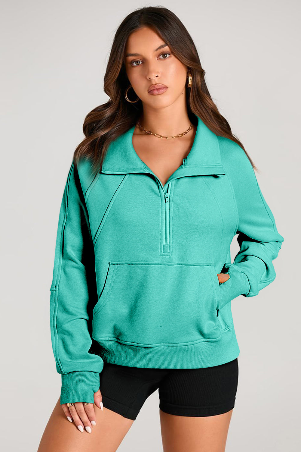 Swein Blue Aruba Sweat Camina con cremallera y collar con bolsillo de canguro