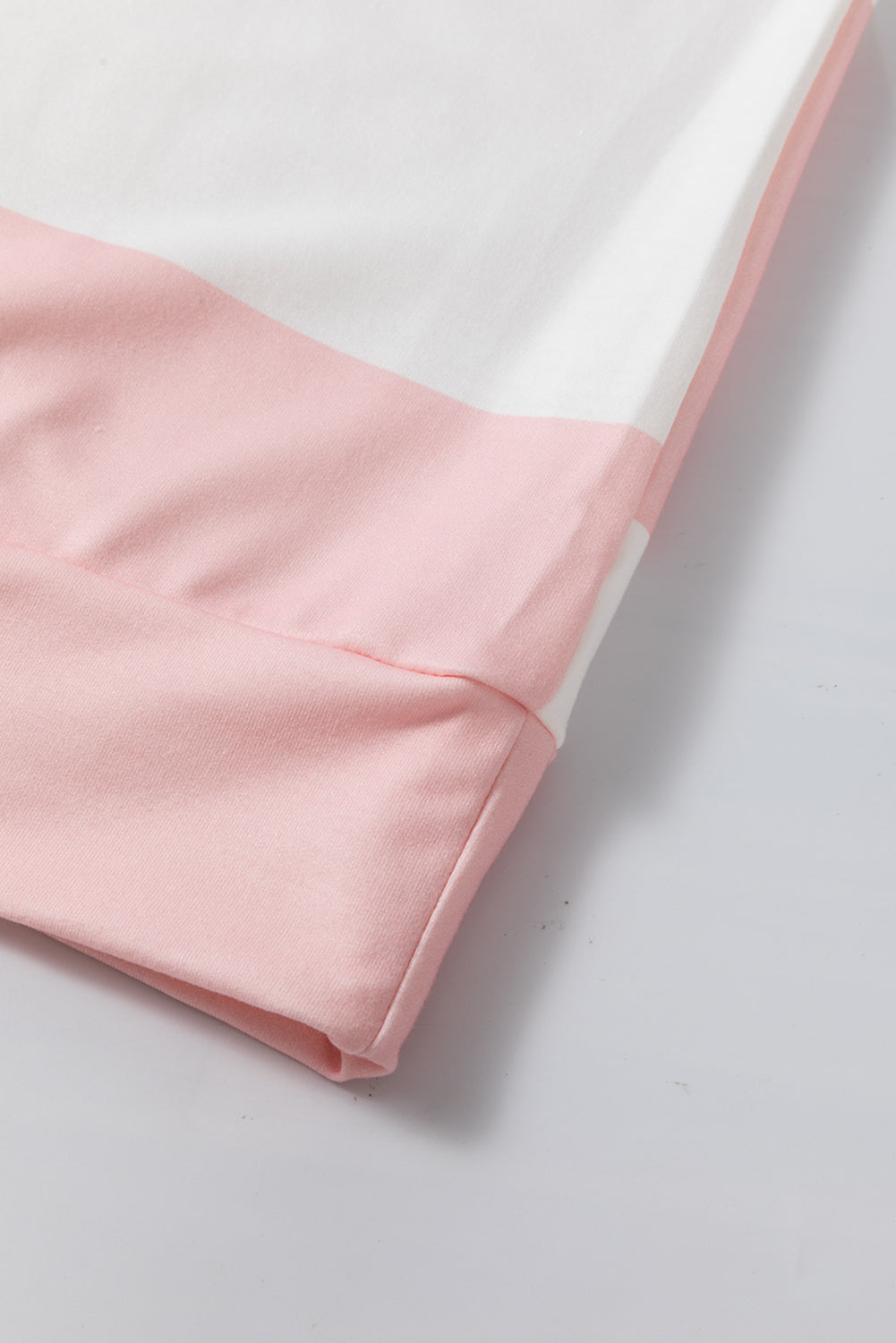 Light Pink Color Block Striped Drop Shoulder Long Sleeve Top