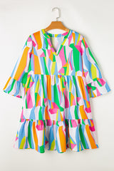 Green dress with abstract print *