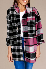 Ample black checkered jacket Color Block *