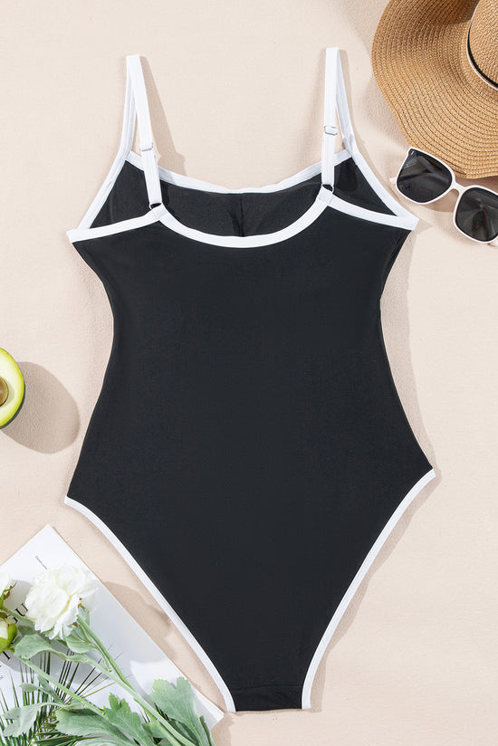 Maillot de bain une pièce noir à bordure contrastée *