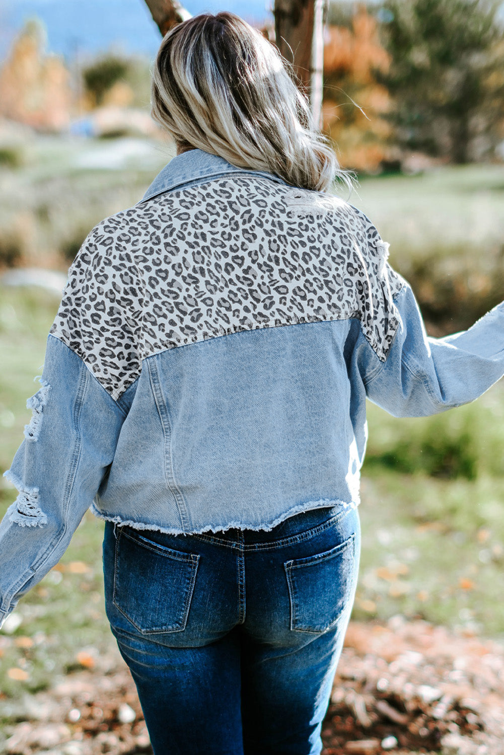 Veste en jean coupé de Léopard bleu