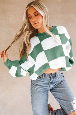 Bishop green checkered sweater