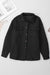 Retro padded black buttoned jacket with flap pocket