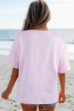 Light pink graphic neck t-shirt *