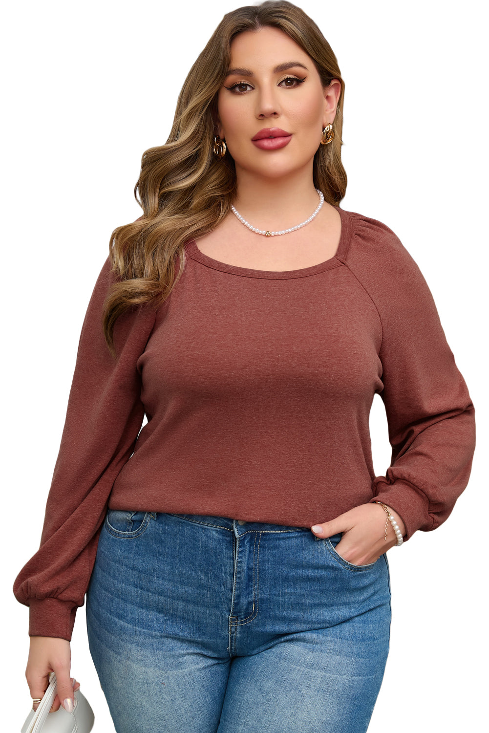 Nicco quadrato di fiamma dorata Plus size in maglia