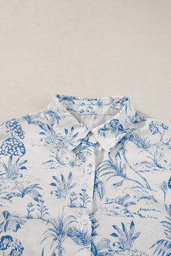 Ensemble chemise à manches courtes et short à fleurs bleu ciel