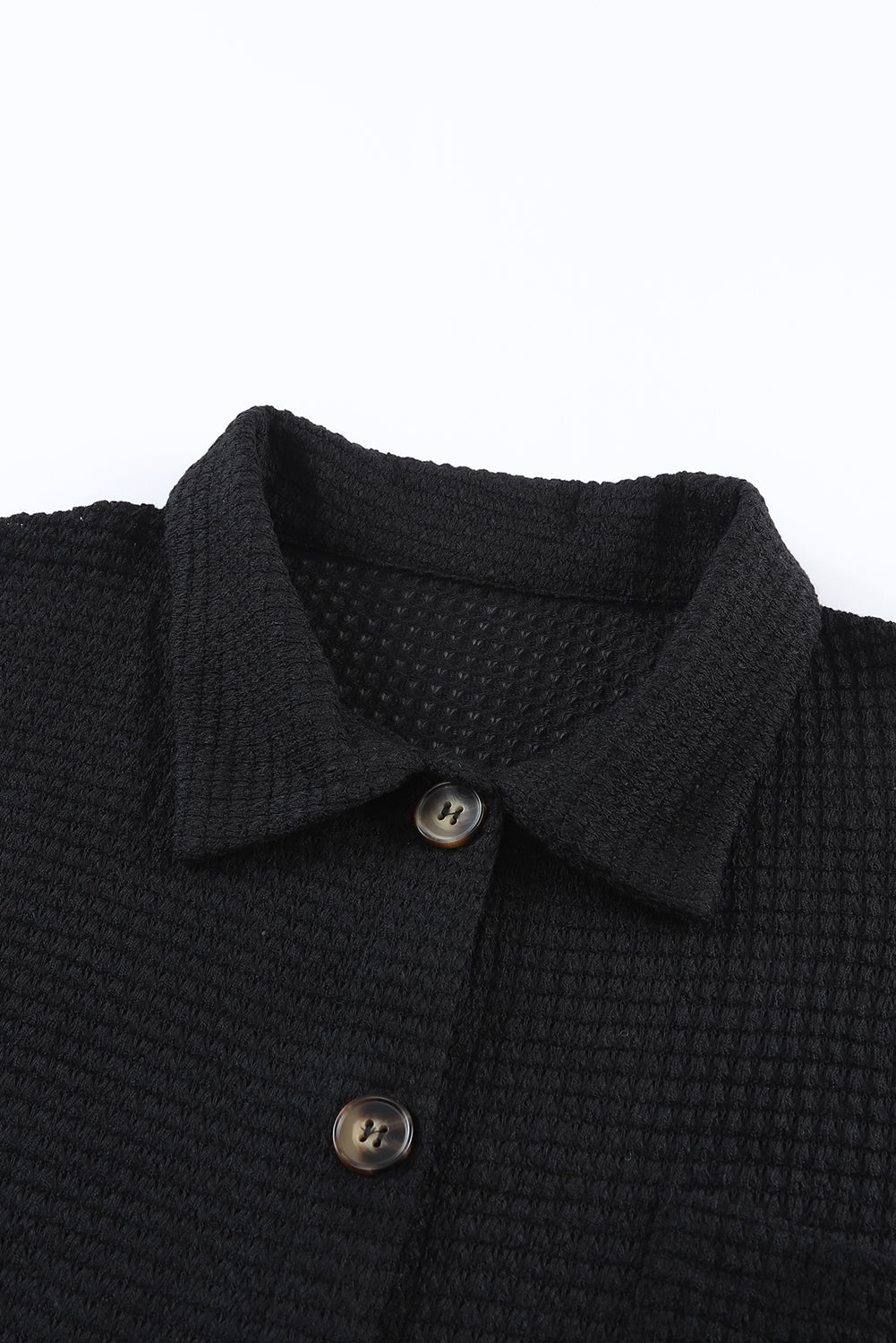 Chemise décontractée boutonnée en tricot gaufré noir