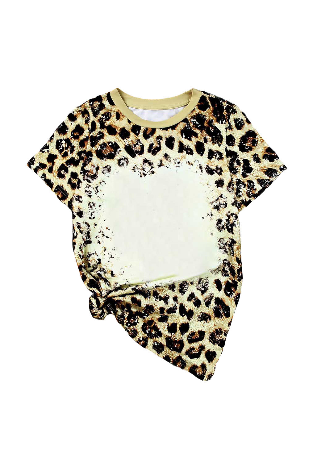 Leopardo blanqueada camiseta de cuello