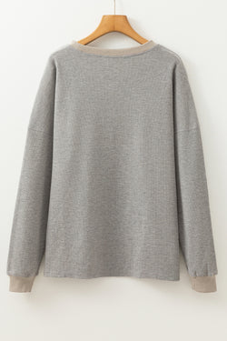 Gray loose thermal pullover sweatshirt