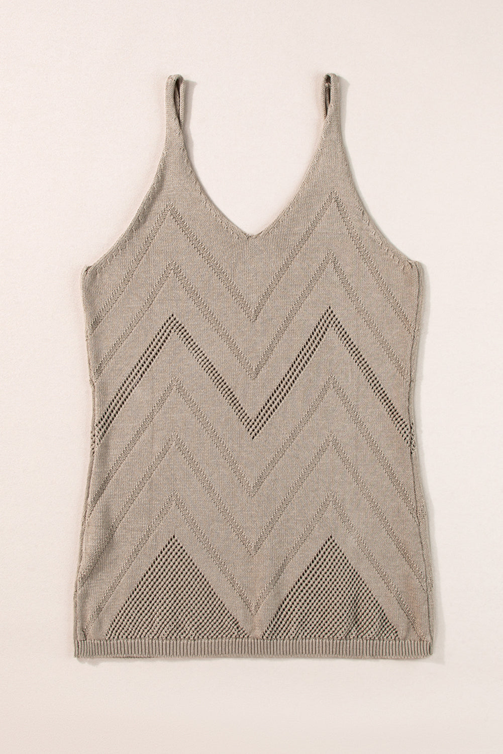 Pergament Chevron Pointelle Strick -Spaghetti -Gurte Pullover Weste