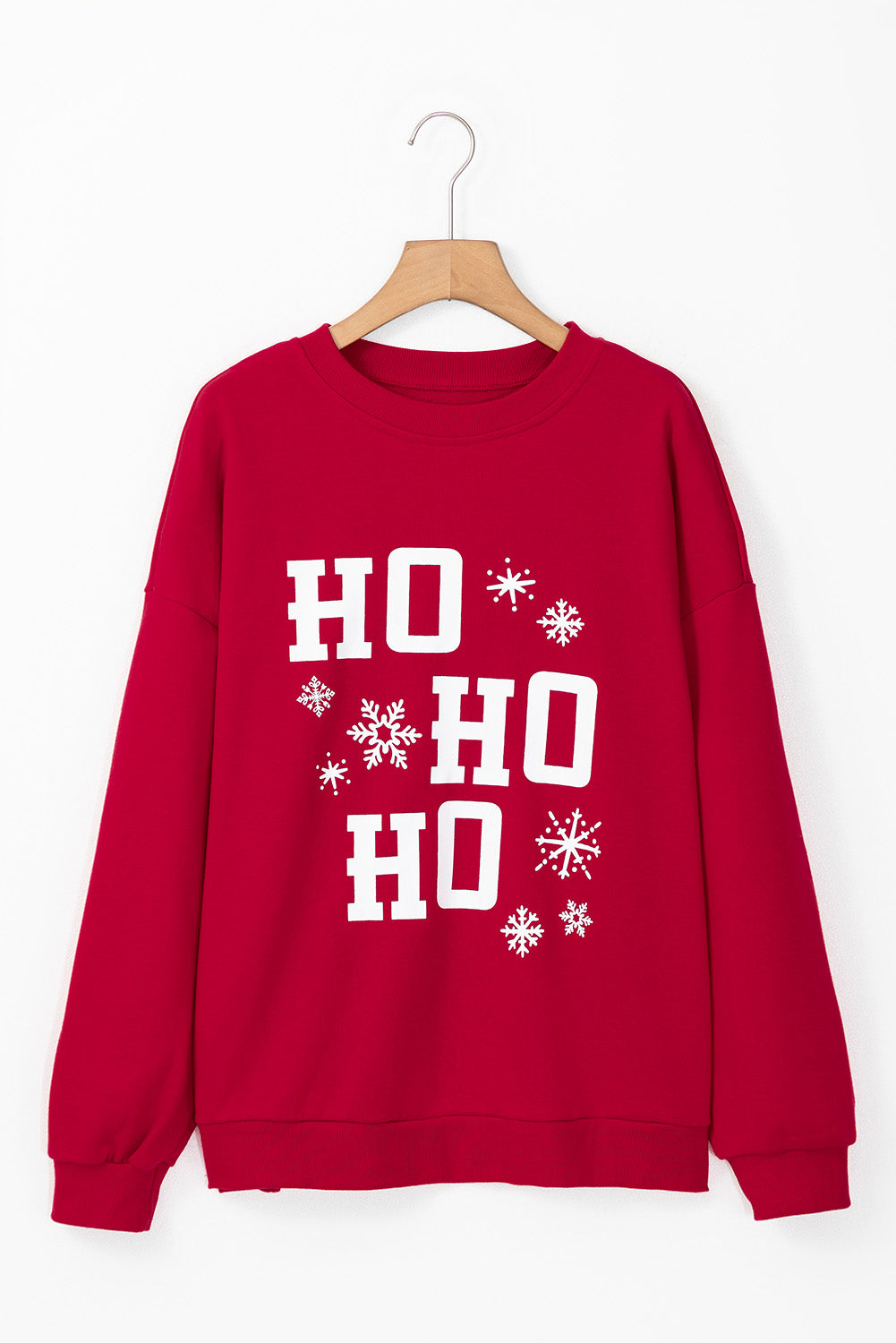 Plus Size Ho Ho Ho Graphic Red Hot Christmas Sweatshirt