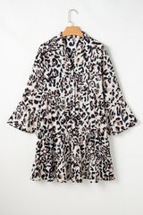 Robe noire à imprimé léopard boutonnée sur le devant *