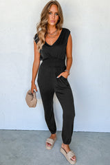 Combinaison noire froncée taille haute *-A WOMAN WE LOVE