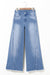 Jeans acampanados con dobladillo crudo con costuras vintage hermosa azul