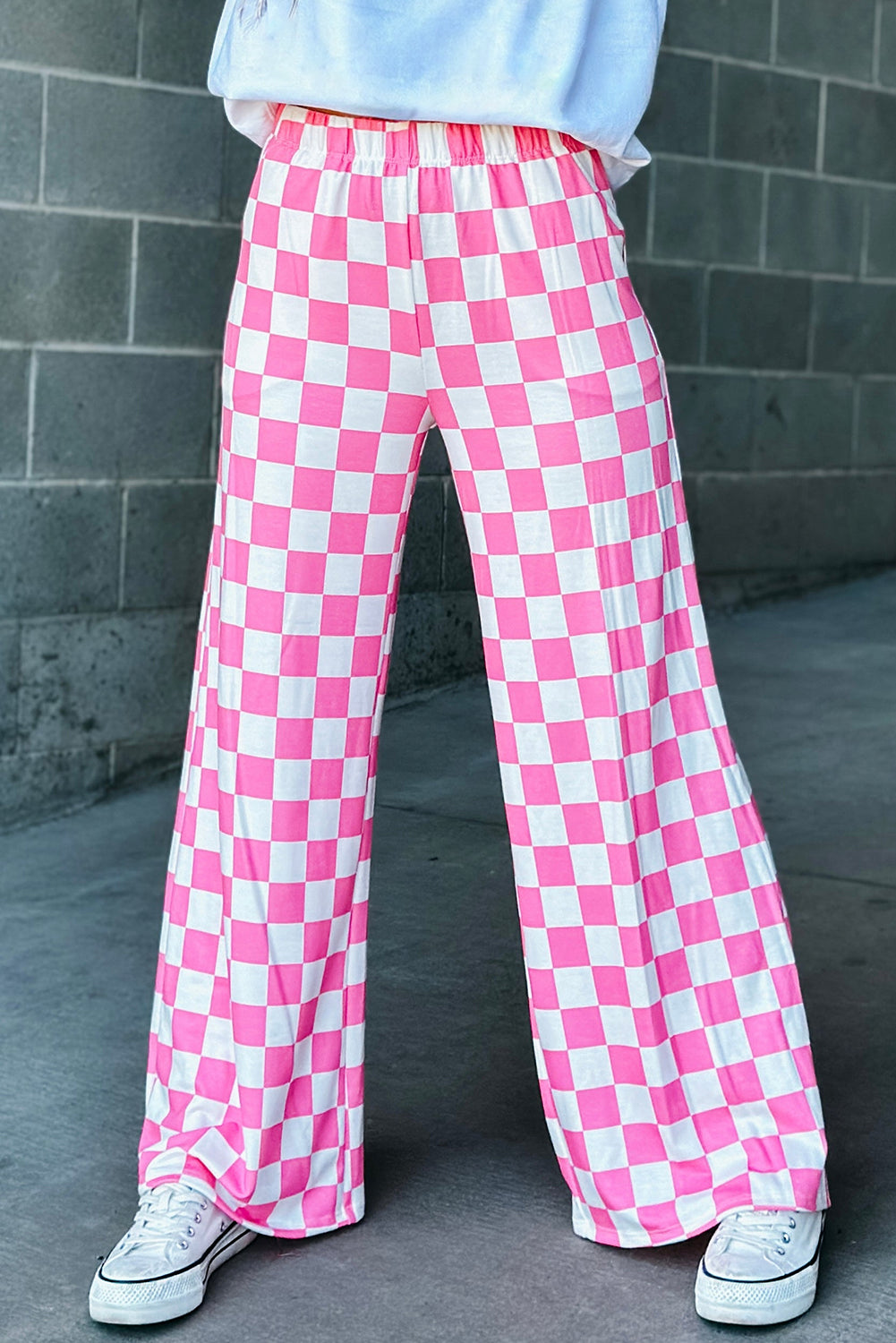 Bonbon 2-Tone Checked Print High Taille Wide Leghose