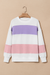 Beige crew neck sweatshirt with dropped shoulders in color block patchwork