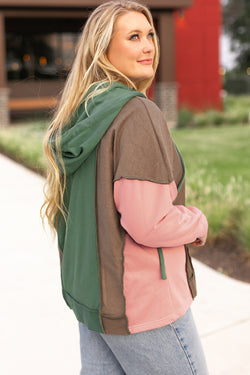 Breen Hoodie Patchwork Colorblock con gran V -cul