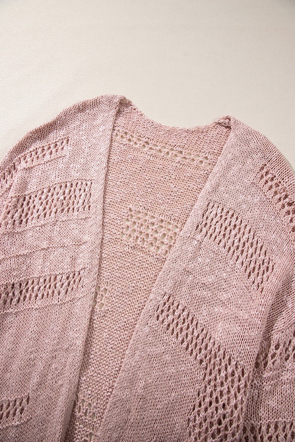 Cardigan décontracté rose à manches dolman en tricot creux-A WOMAN WE LOVE