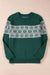 Pull de Noël vert à motif de flocon de neige et épaules tombantes, grande taille