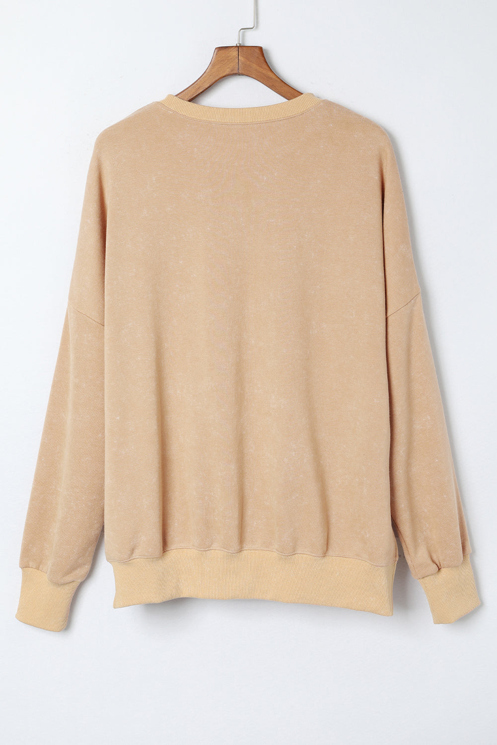 Khaki Drop Shoulder Ribbed Trim Oversized Sweatshirt