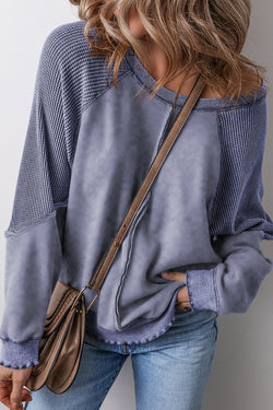 Raglan sleeve patchwork sweatshirt *