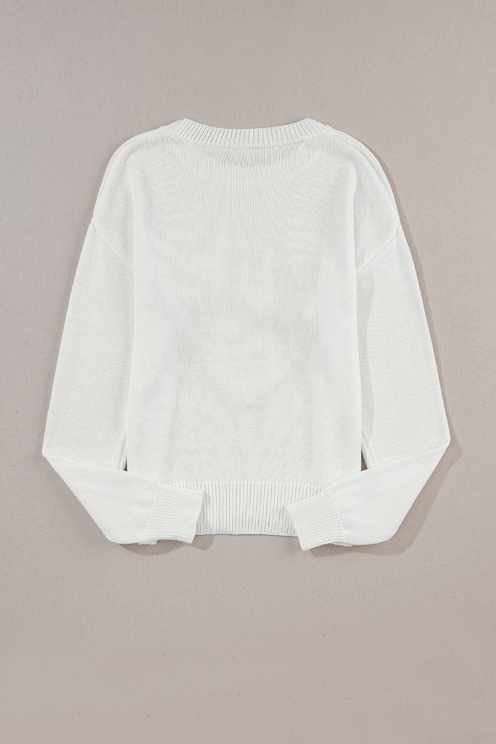 Weißes Herz Xoxo Muster Drop Schulterrippenstrickpullover