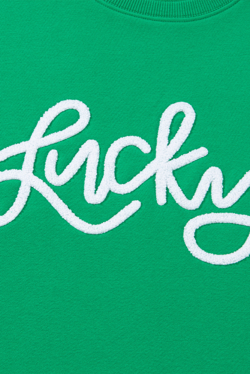 Green LUCKY Aphabet Chenille embroidered sweatshirt