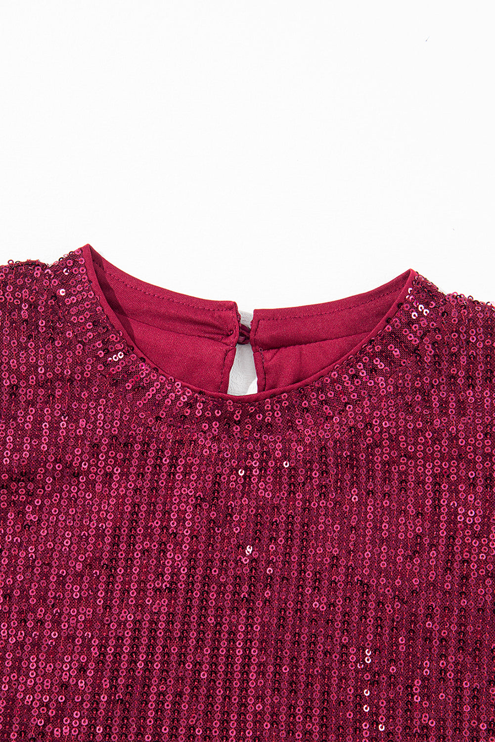 Burgund glitzernde Pailletten Kurzblasenbluse