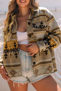 Brown Aztec Western Print Jacket