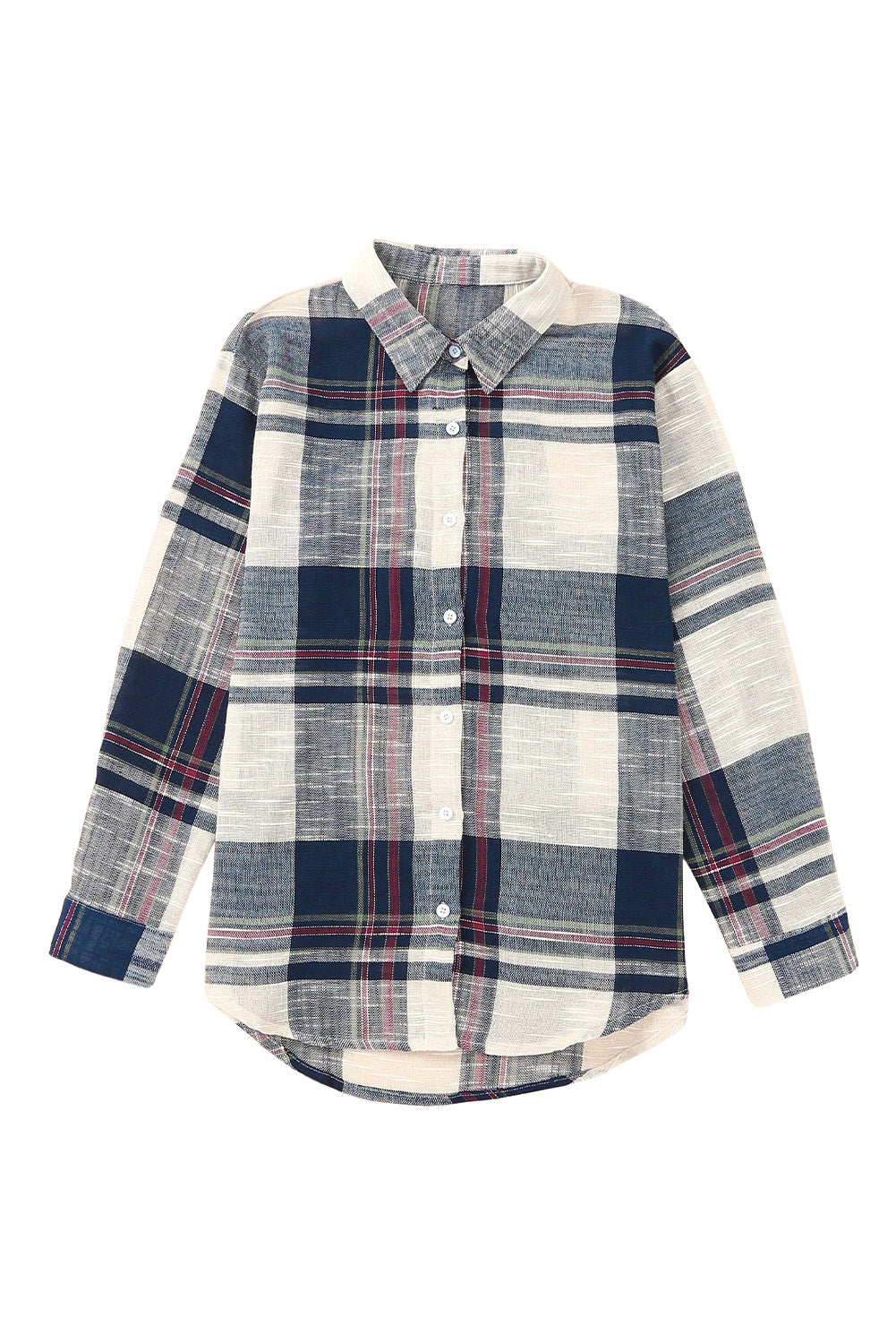 Chemise à imprimé à plaid à bord brut bleu en détresse