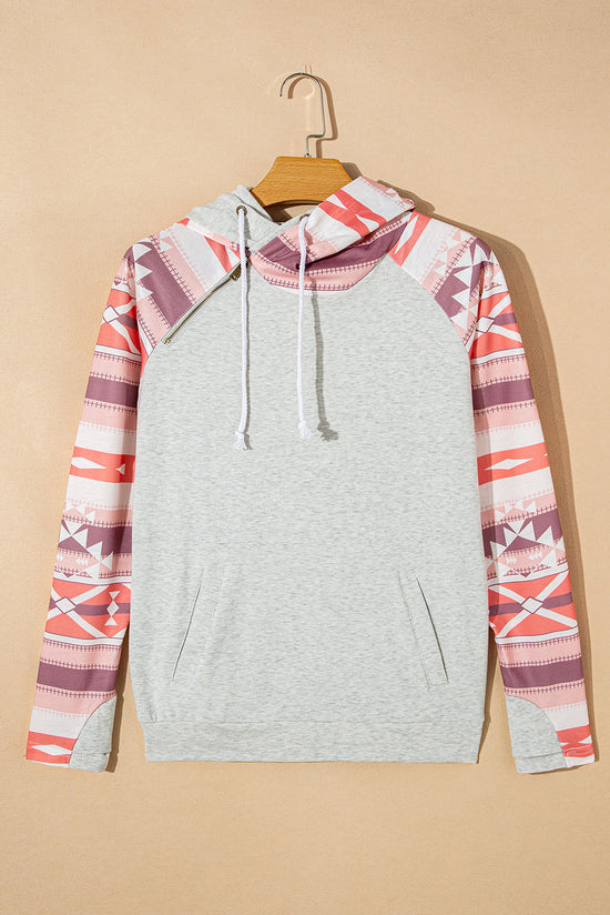 Double hooded hoodie and western Aztec print