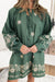 Straight dress with puffy sleeves and floral pattern bohemian green mist