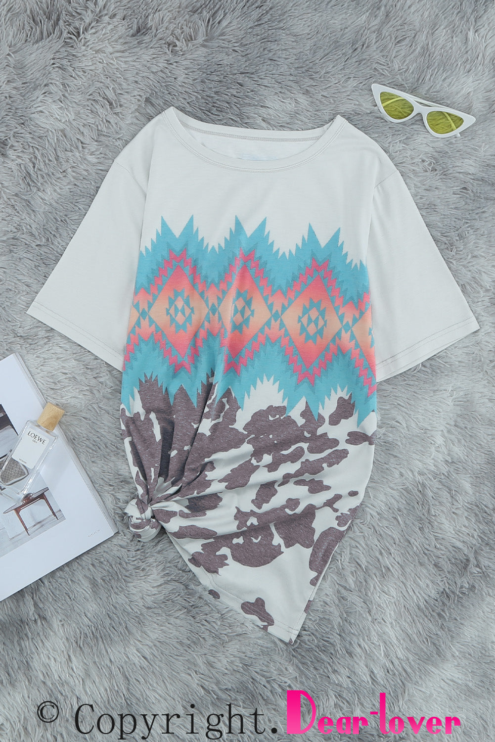 Multi-Color Aztec Geometric Print T-Shirt