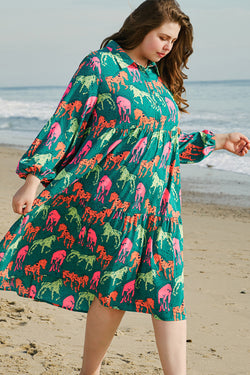 Robe midi imprimé cheval grande taille  *