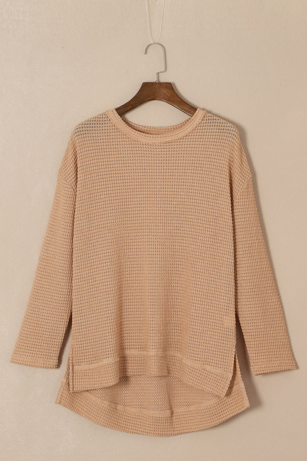 Oversize Khaki in embossed knitted with tall slits *