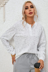 Heather Grey Ribbed Knit Long Sleeve Henley Top