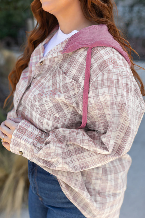 Camisa abotonada con capucha con estampado de mosaico de cordón y mosaico de dulces, gran tamaño